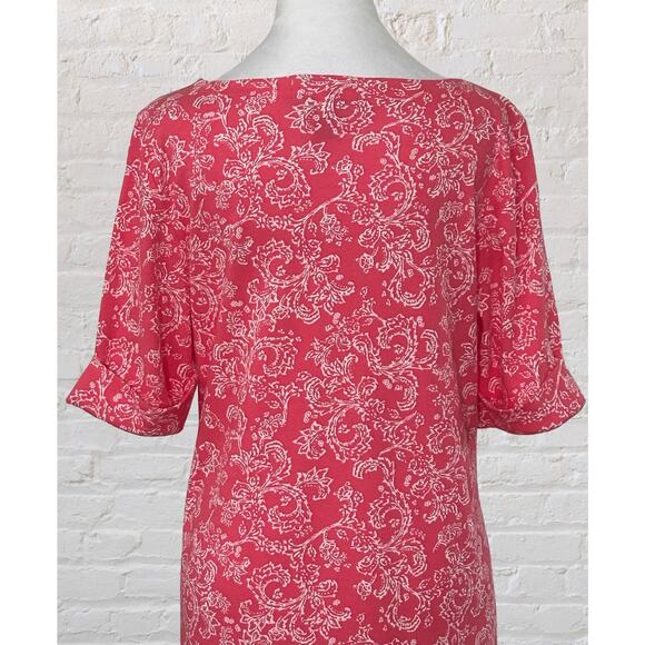 Karen Scott Sport Coral & White Floral Half Sleeve Shirt Shift Dress Sz M Garden - Picture 4 of 7